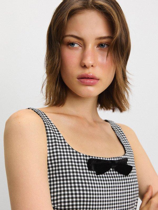 Pomelo Pomelo Gingham Ruffle Dress - Black