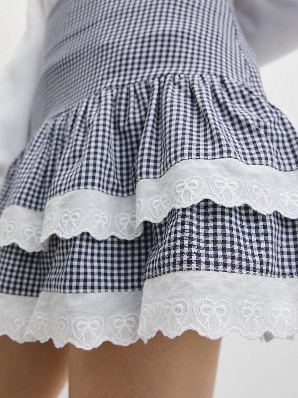 Pomelo Pomelo Gingham Ruffle Skirt - Black