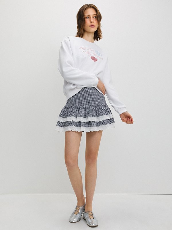 Pomelo Pomelo Gingham Ruffle Skirt - Black
