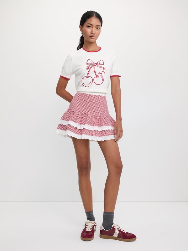 Pomelo Pomelo Gingham Tiered Mini Skirt - Red