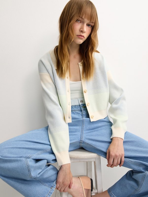 pomelo Pomelo Gradient Knit Cardigan - Multi Color