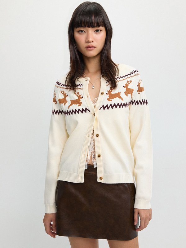 Pomelo Pomelo Graphic Print Button Cardigan - Ivory