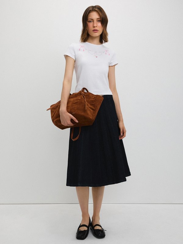 Pomelo Pomelo Graphic Print Crop Tee - White