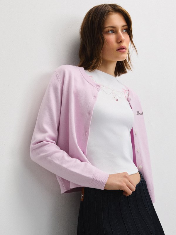 Pomelo Pomelo Graphic Print Crop Tee - White