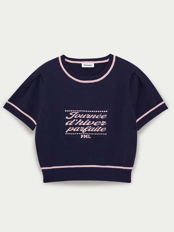 Pomelo Pomelo Graphic Print Knitted Top - Navy