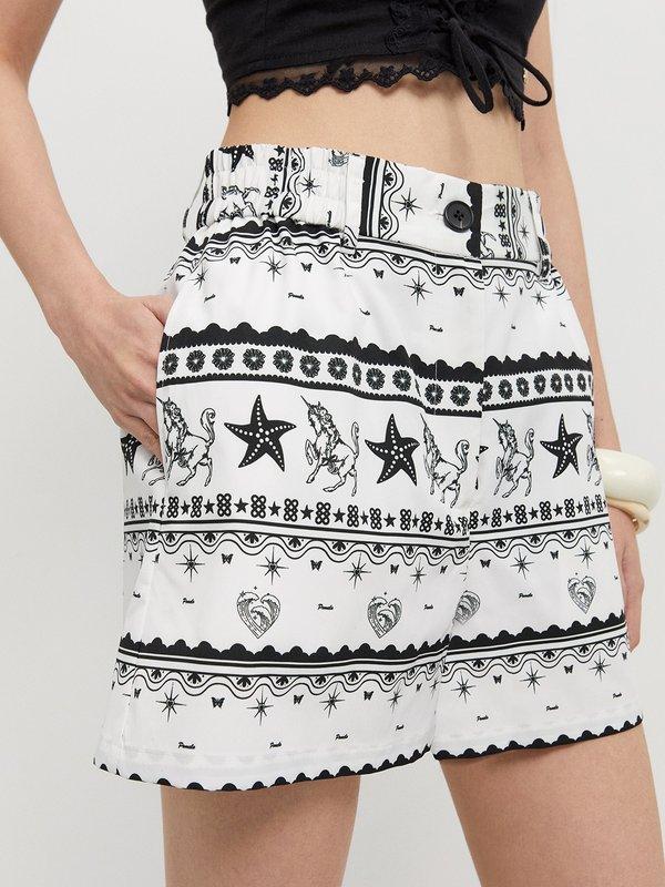 pomelo Pomelo Graphic Print Shorts - White