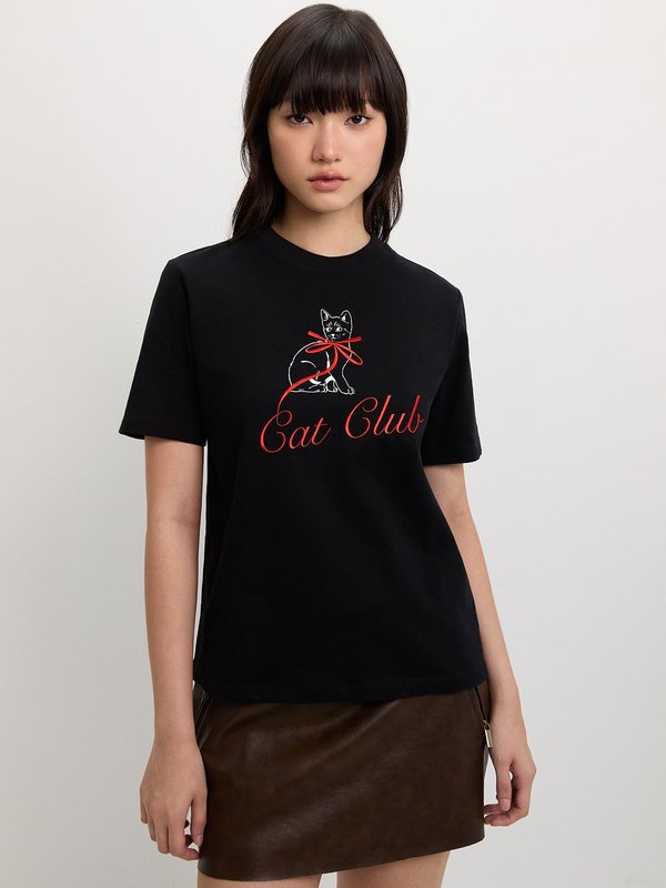 pomelo Pomelo Graphic Print Tee - Black