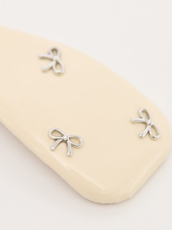 Pomelo Pomelo Hair Clip With Bow Details - Cream