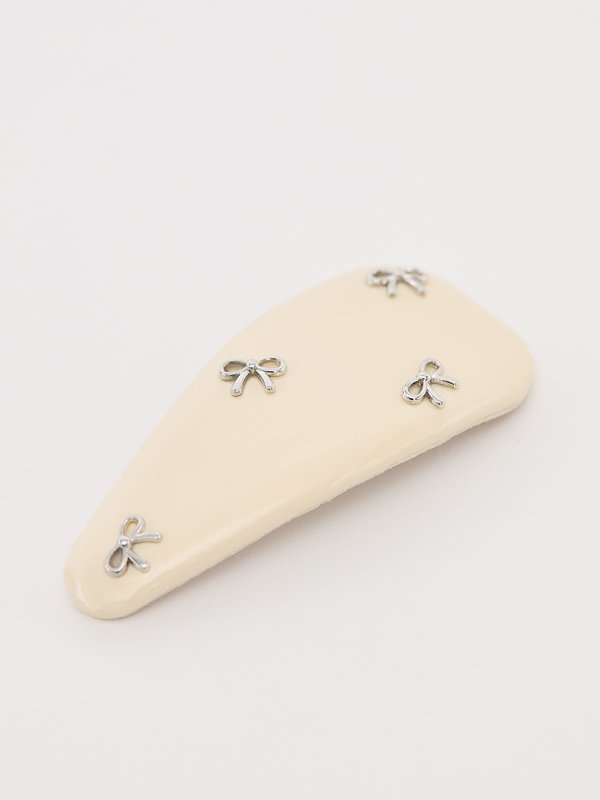 Pomelo Pomelo Hair Clip With Bow Details - Cream