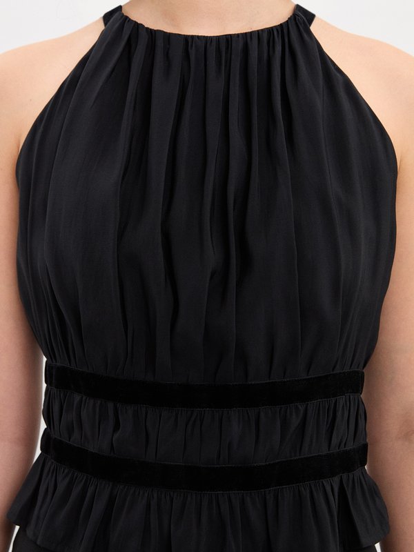 Pomelo Pomelo Halter Peplum Top - Black