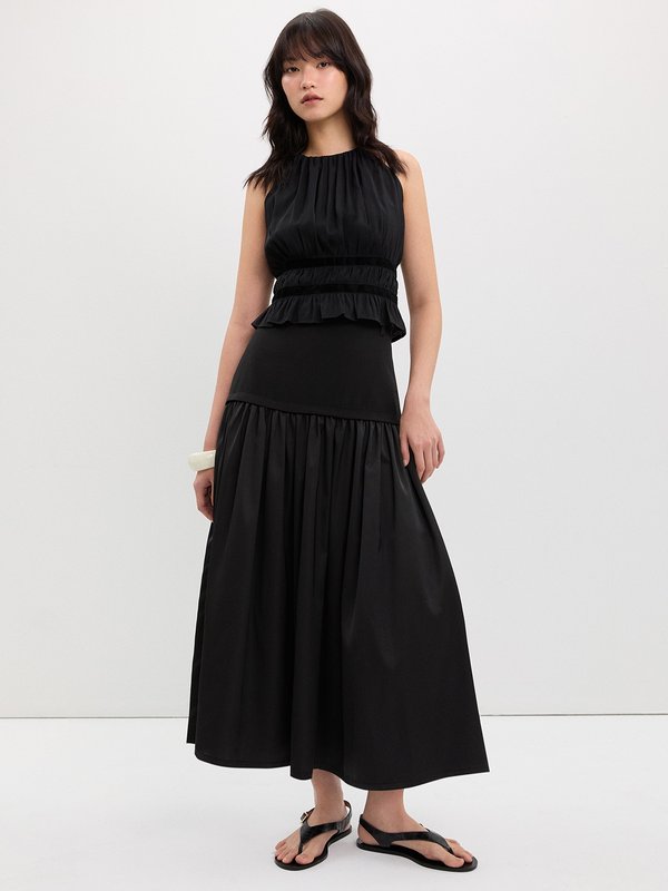 Pomelo Pomelo Halter Peplum Top - Black