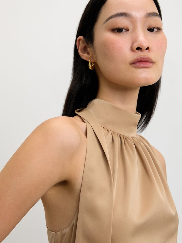 Pomelo Pomelo Halter Tie Dress - Beige