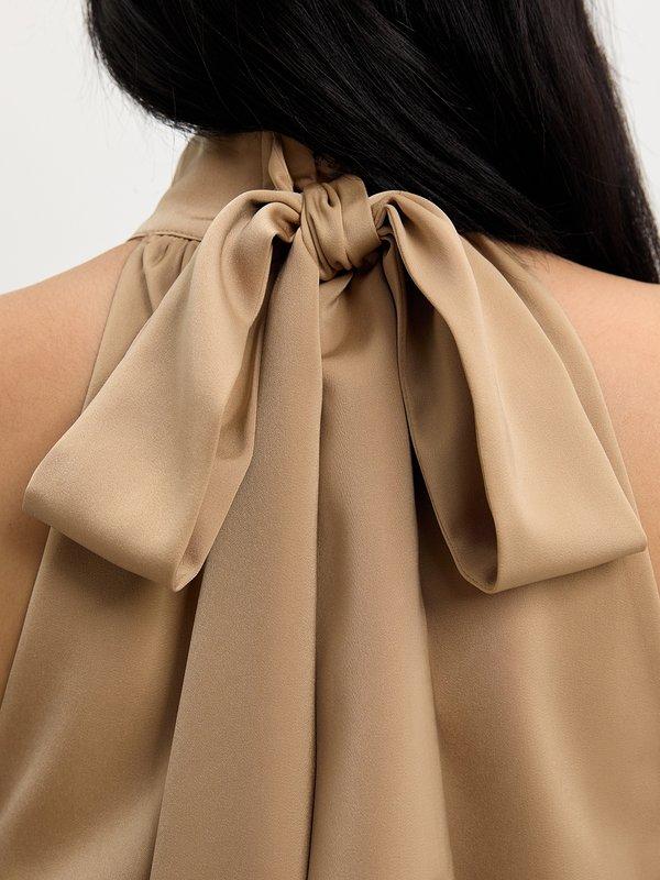 Pomelo Pomelo Halter Tie Dress - Beige