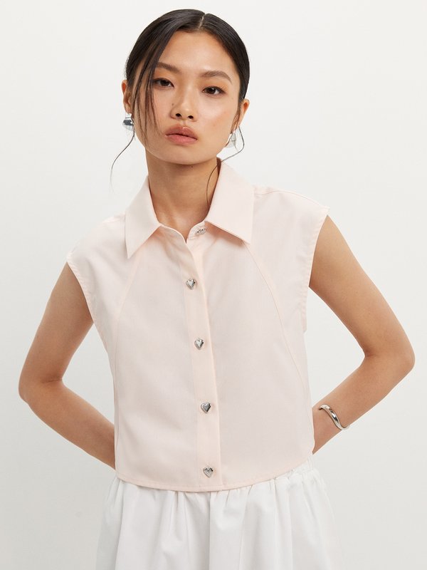 Pomelo Pomelo Heart Button Blouse - Pink