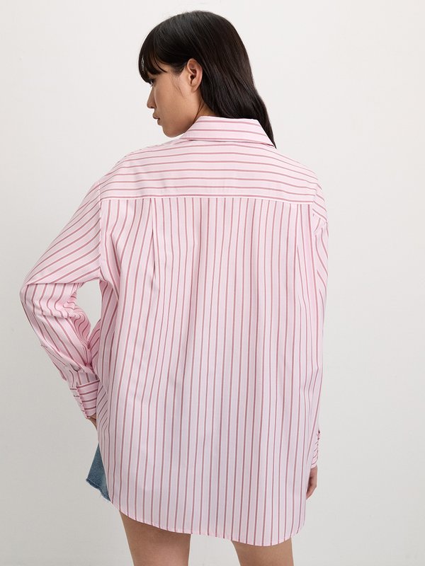 Pomelo Pomelo Heart Embroidered Striped Shirt - Pink
