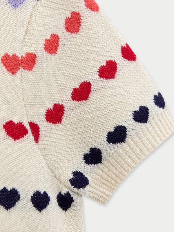 Pomelo Pomelo Heart Knit Top - Cream