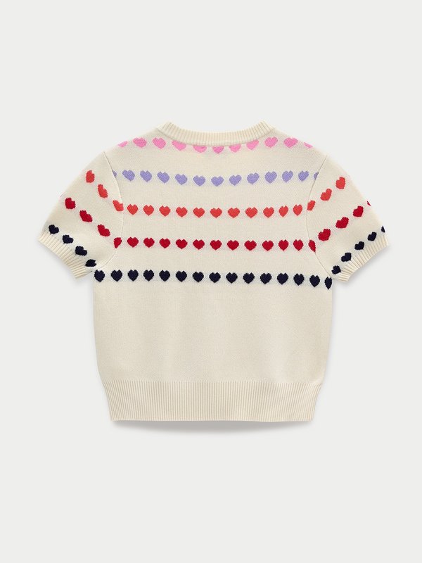 Pomelo Pomelo Heart Knit Top - Cream