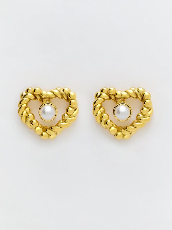 pomelo Pomelo Heart of Pearl Earrings - Gold