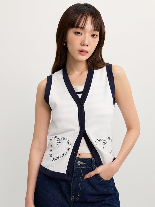 pomelo Pomelo Heart Vest - Ivory
