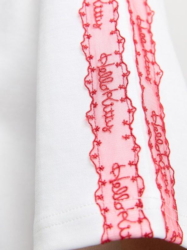 Pomelo Pomelo Pomelo. ♥ Hello Kitty Lace Trim Polo Top - White