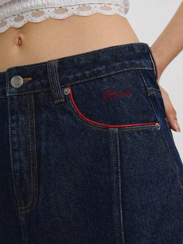 Pomelo Pomelo High-Waist Jean Skort - Indigo