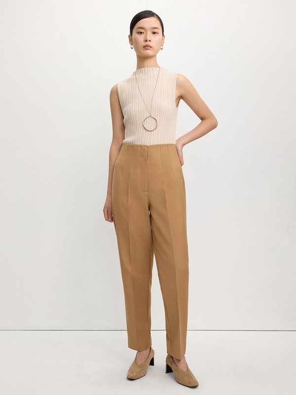 pomelo Pomelo High Waist Tailored Pants - Beige