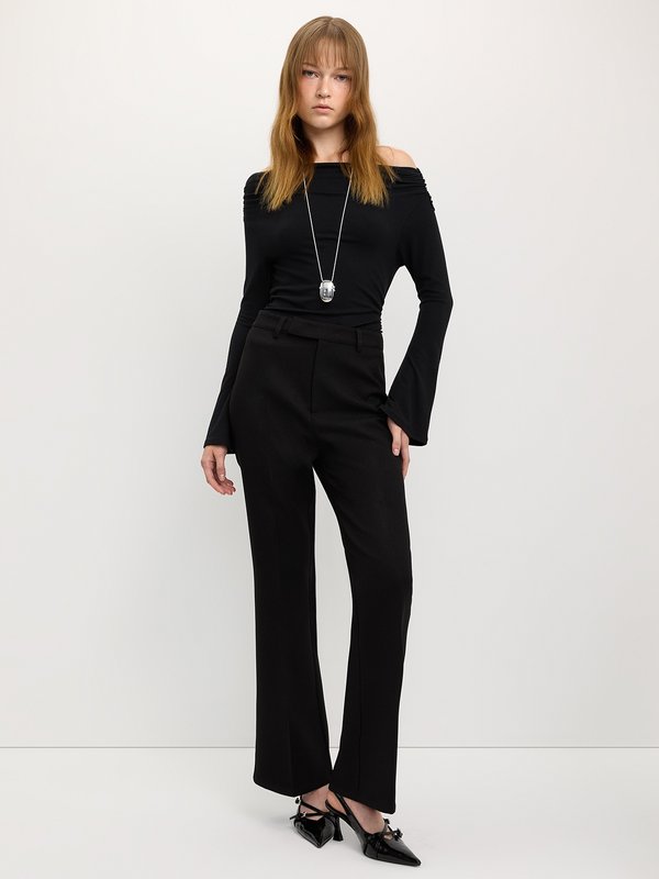 Pomelo Pomelo High-Waisted Flared Pants - Black