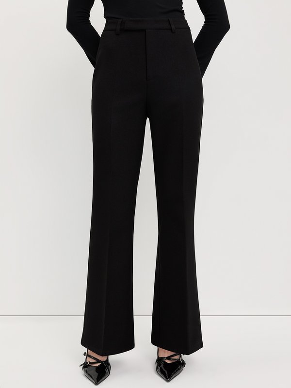 pomelo Pomelo High-Waisted Flared Pants - Black