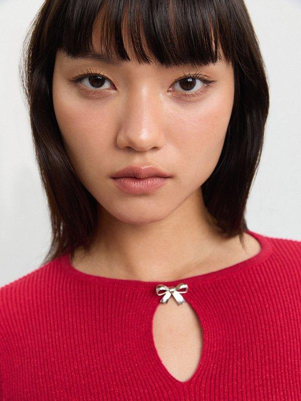 Pomelo Pomelo Keyhole Bow Detail Top - Red