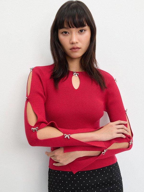pomelo Pomelo Keyhole Bow Detail Top - Red