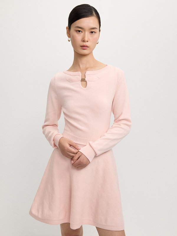 pomelo Pomelo Keyhole Knit Dress - Light Pink