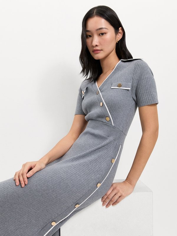 Pomelo Pomelo Knit Dress - Mid Grey