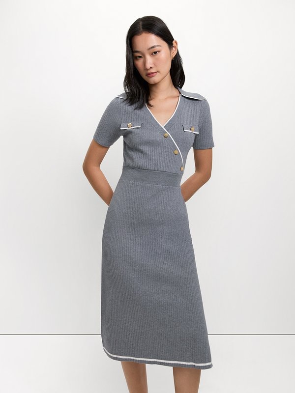 Pomelo Pomelo Knit Dress - Mid Grey