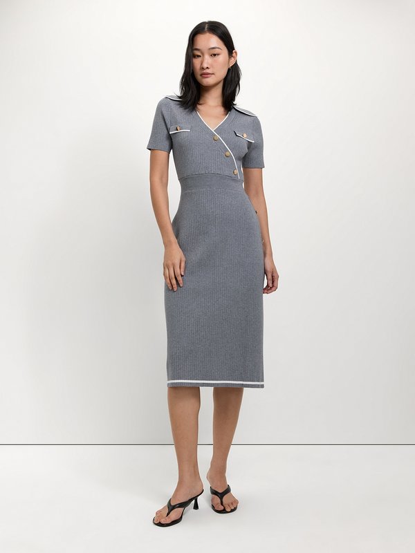 pomelo Pomelo Knit Dress - Mid Grey