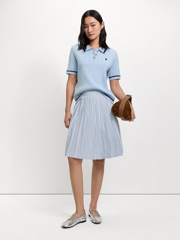 Pomelo Pomelo Knit Polo Top - Baby Blue