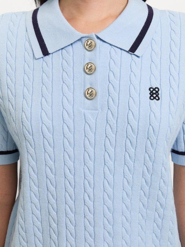 Pomelo Pomelo Knit Polo Top - Baby Blue