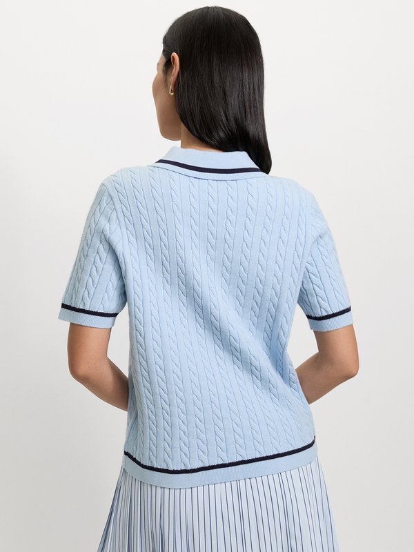 Pomelo Pomelo Knit Polo Top - Baby Blue