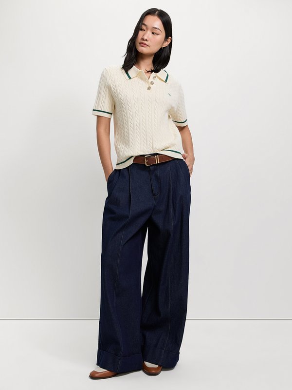 Pomelo Pomelo Knit Polo Top - Cream