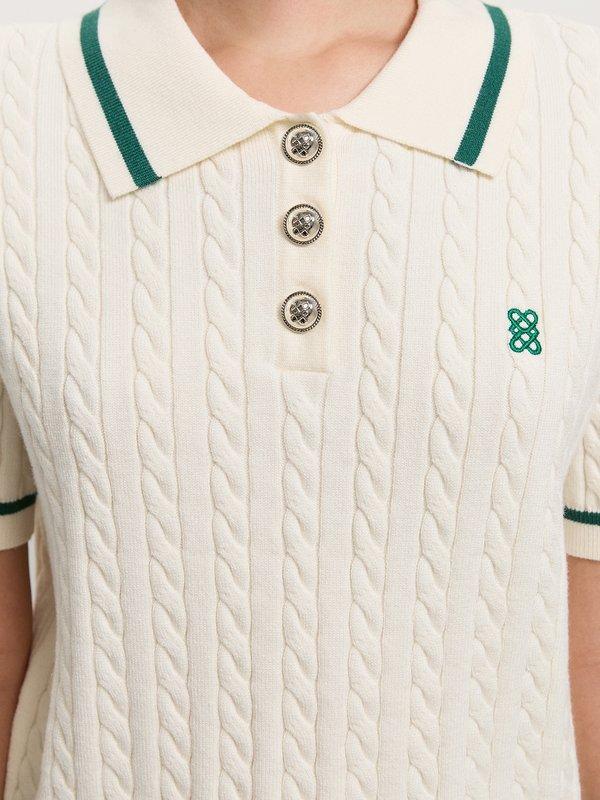 Pomelo Pomelo Knit Polo Top - Cream