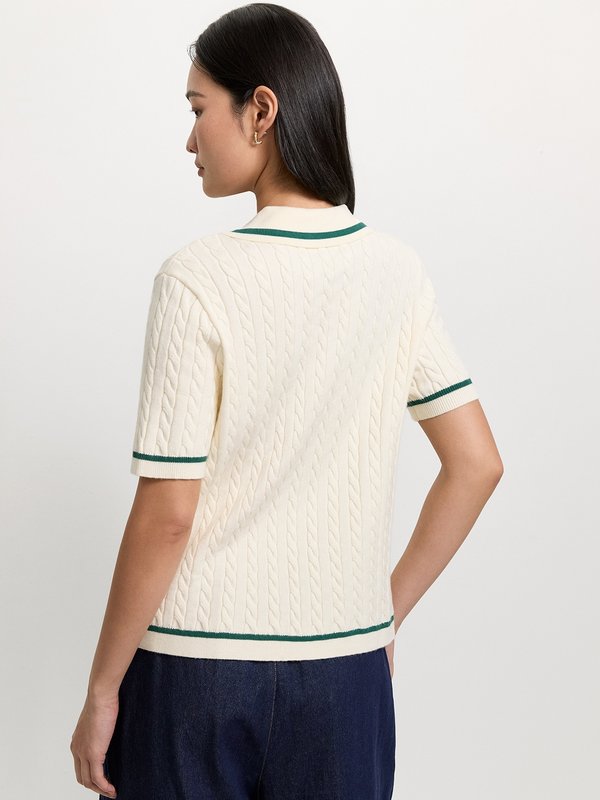 Pomelo Pomelo Knit Polo Top - Cream