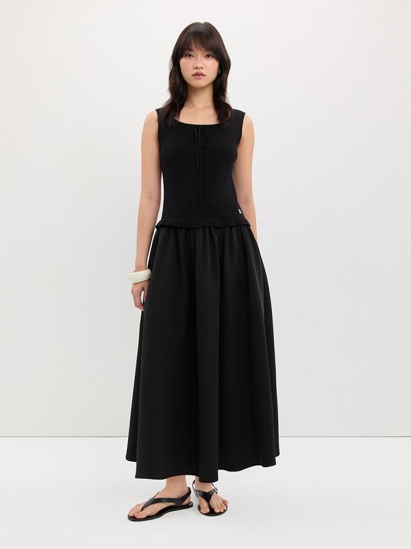 Pomelo Pomelo Knit Top Dress - Black