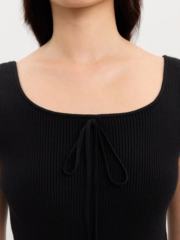 Pomelo Pomelo Knit Top Dress - Black