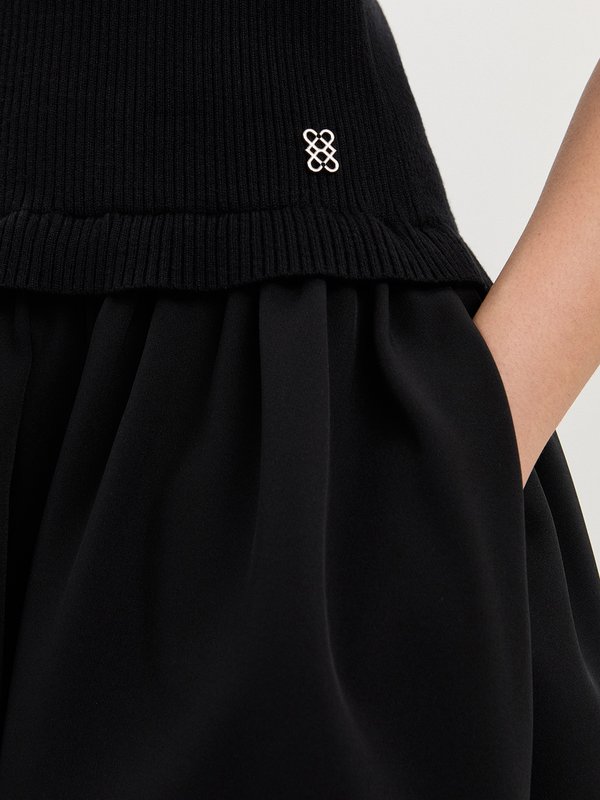 Pomelo Pomelo Knit Top Dress - Black