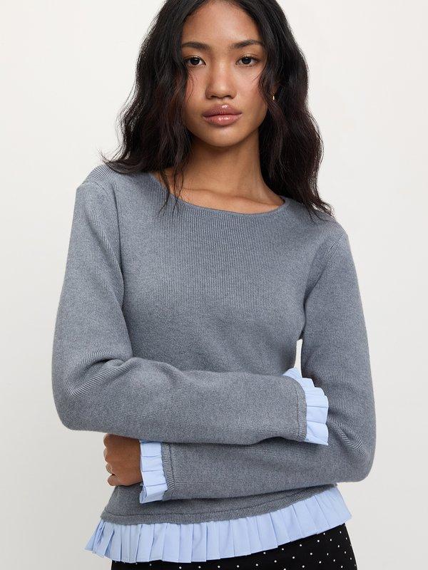 Pomelo Pomelo Knitted Layered Top - Mid Grey