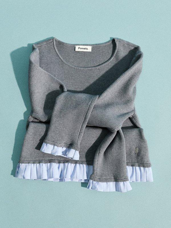 pomelo Pomelo Knitted Layered Top - Mid Grey