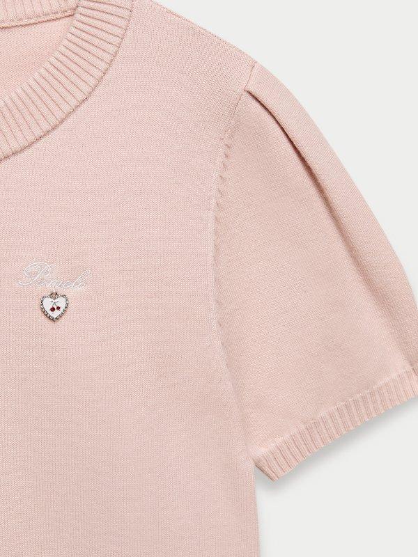 Pomelo Pomelo Knitted Puff Sleeve Top - Pink