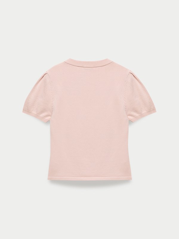 Pomelo Pomelo Knitted Puff Sleeve Top - Pink