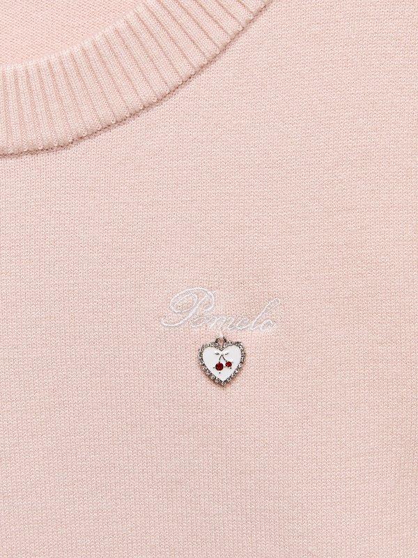 Pomelo Pomelo Knitted Puff Sleeve Top - Pink