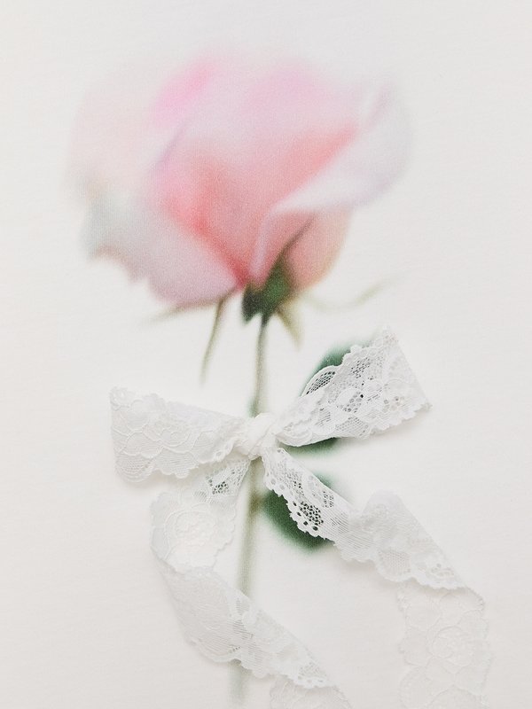 Pomelo Pomelo Lace Accent Rose Print Tee - White