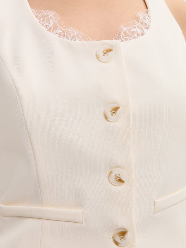 Pomelo Pomelo Lace Accent Vest - Off-White